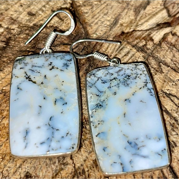 Dendritic Agate Earrings 1 7/8” - Picture 6 of 12